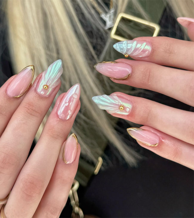 Translucent Seashell Embellished Stilettos Translucent Seashell Embellished Stilettos — Mermaid Nails