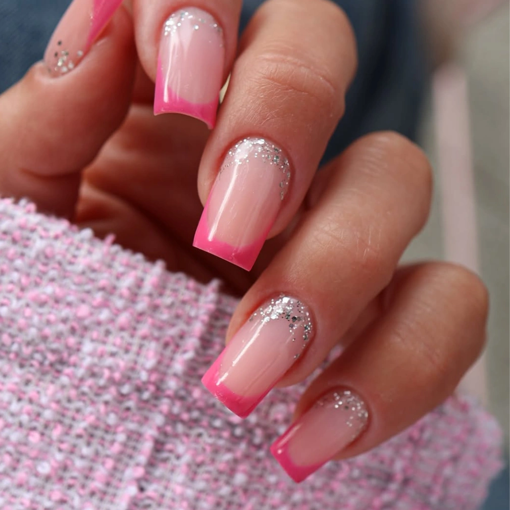 Cuticle Glitter Pink French Cuticle Glitter Pink French — Pink French Tip Nails