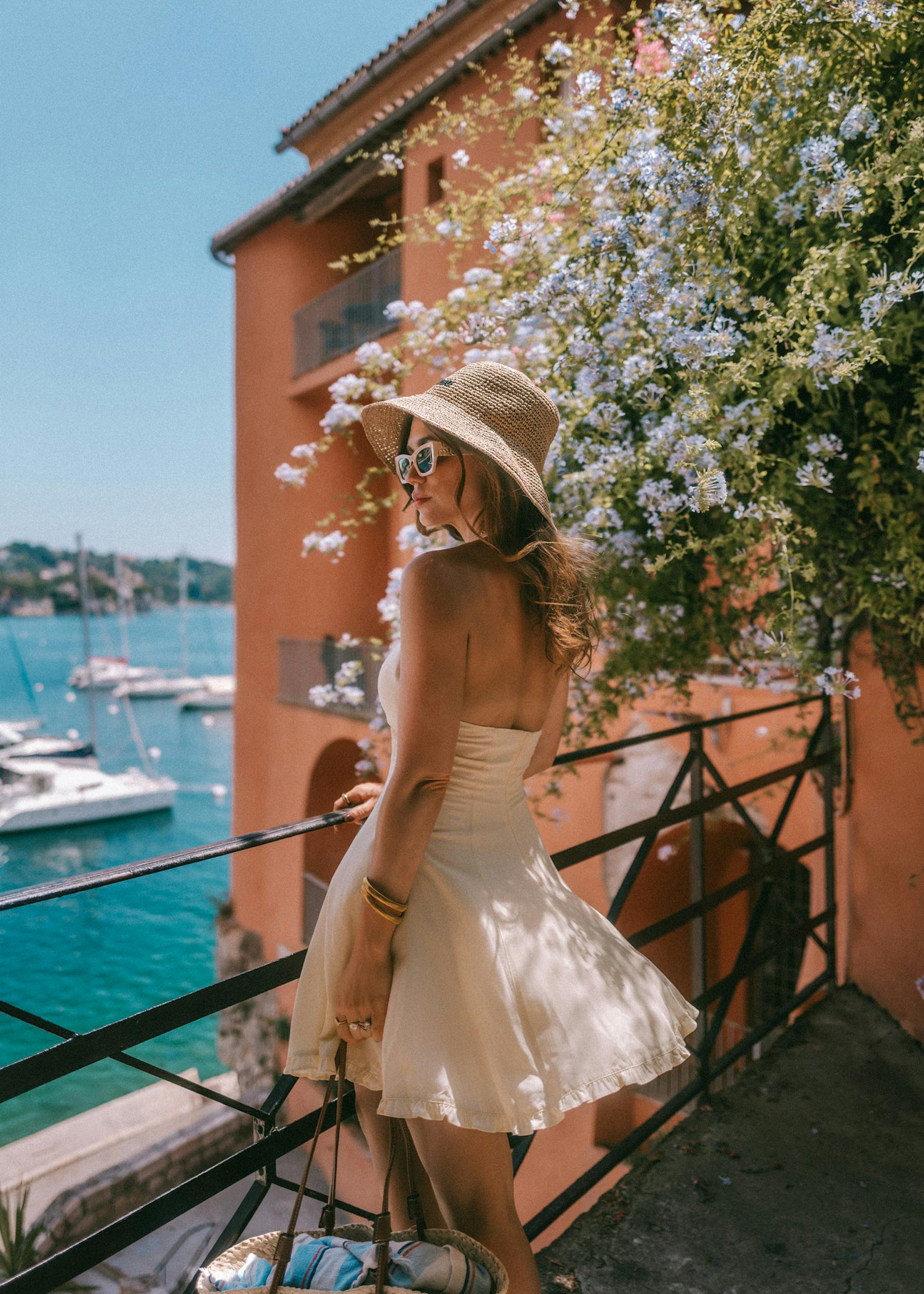 Strapless Dress and Espadrilles for Vacation Style — Travel Outfits