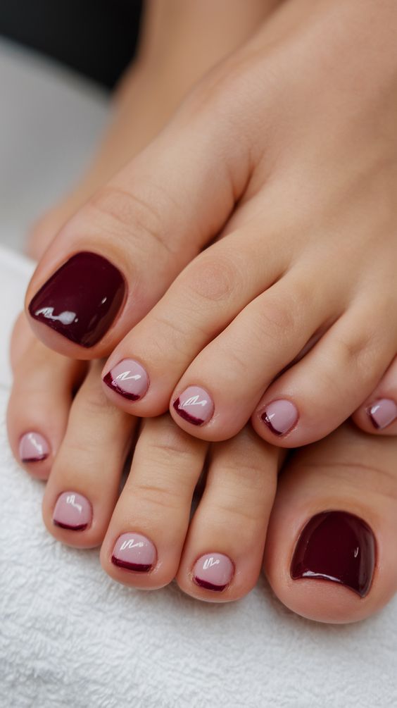 Deep Burgundy French Tips On All Nails Visual Idea Deep Burgundy French Tips On All Nails Visual Idea — Toe Nail Colors