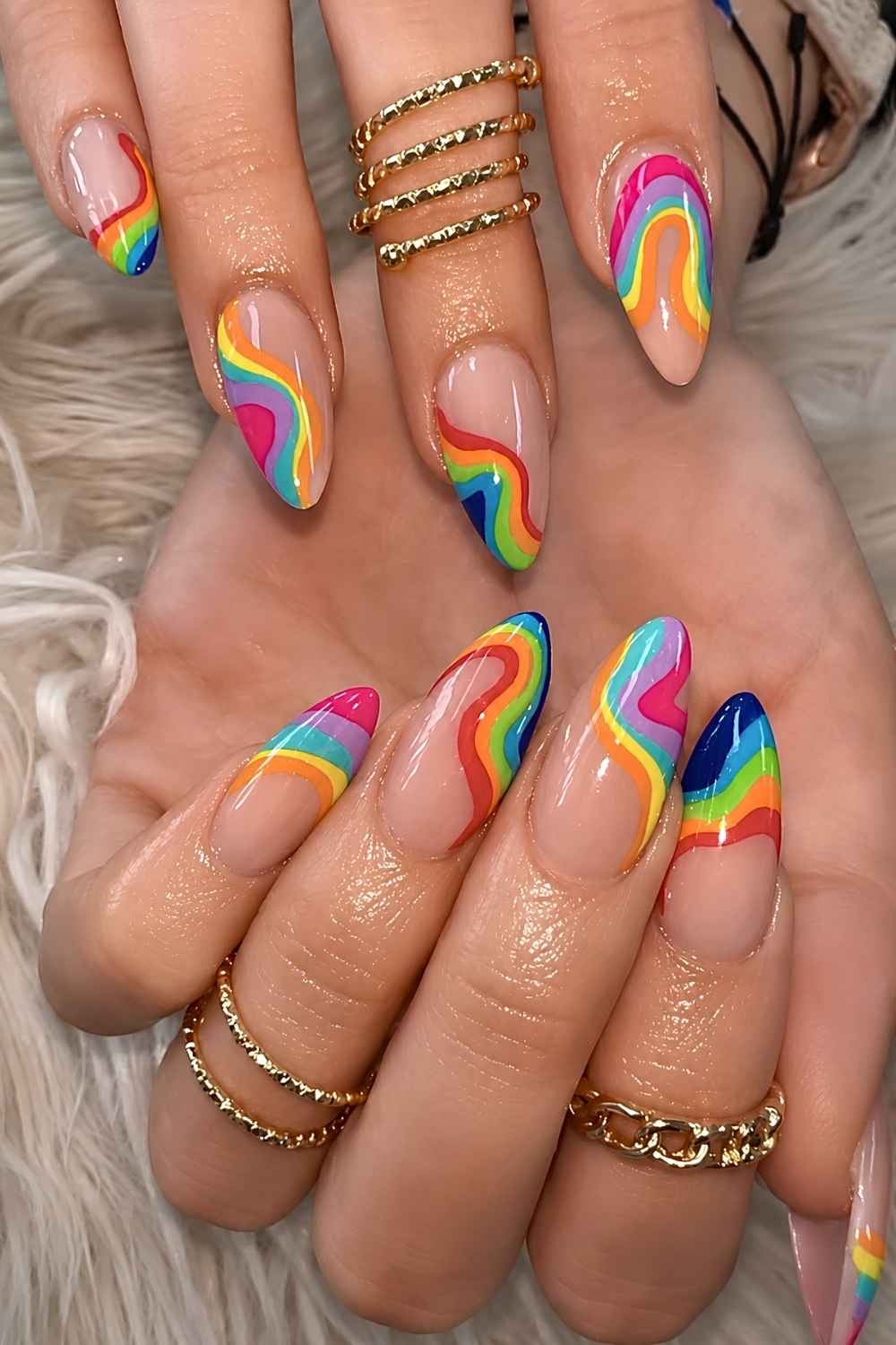 Wavy Rainbow Stripes and Swirls — Rainbow Nails