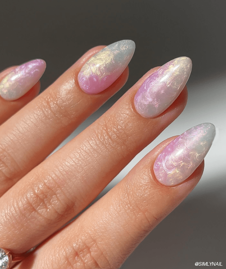 Blended Iridescent Swirl Almonds Blended Iridescent Swirl Almonds — Mermaid Nails