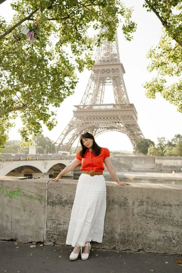 Flowing White Maxi Skirt Paired with a Vibrant Orange Top Flowing White Maxi Skirt Paired with a Vibrant Orange Top — Paris Outfits