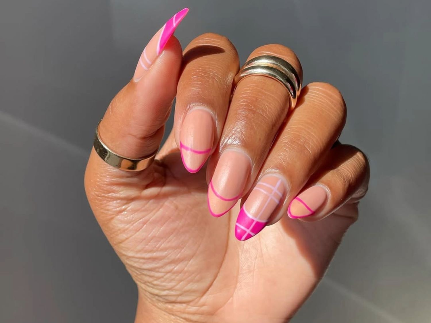 Glossy Plaid Pink French Tips Glossy Plaid Pink French Tips — Pink French Tip Nails