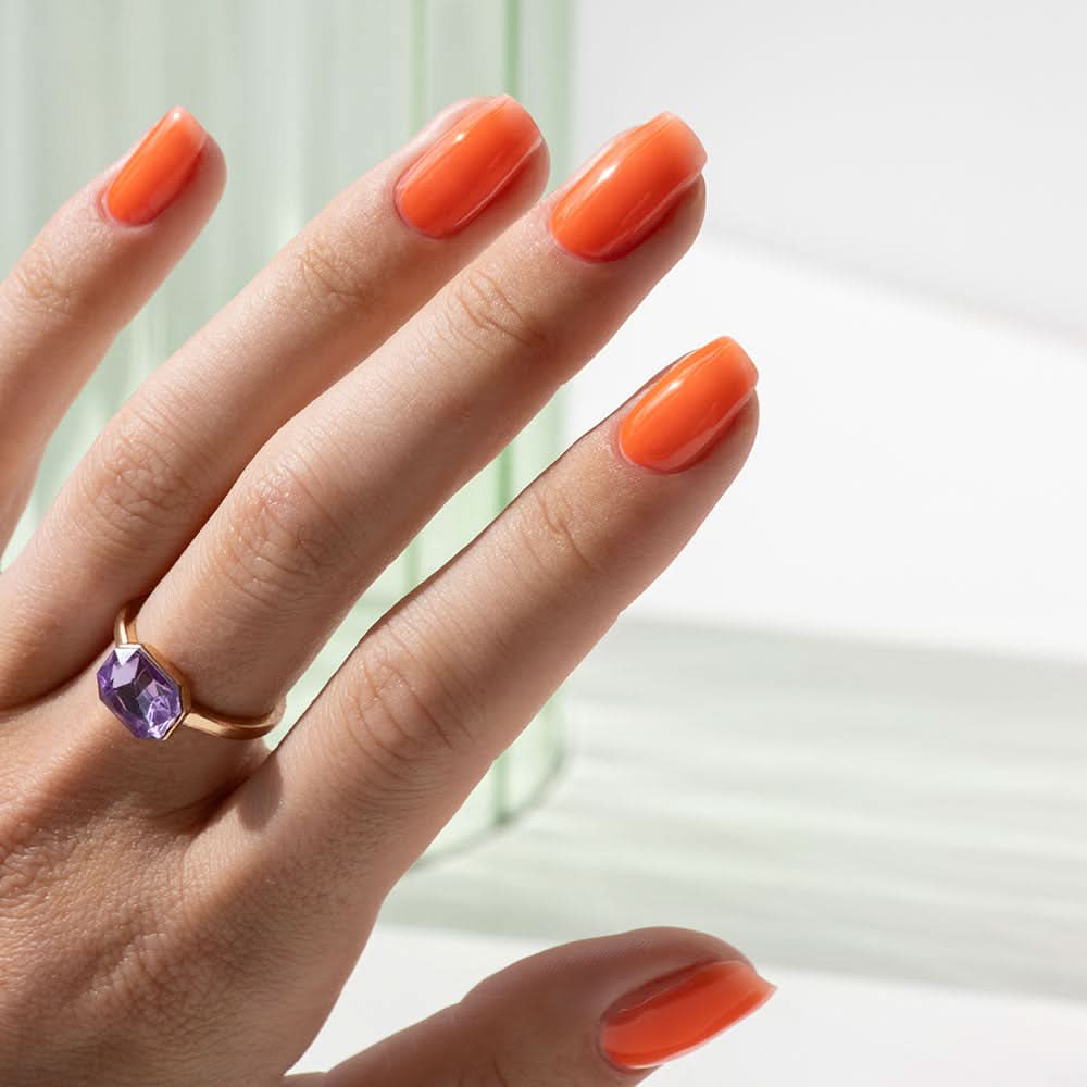 Glossy Jelly-Like Visual Idea — Orange Nails