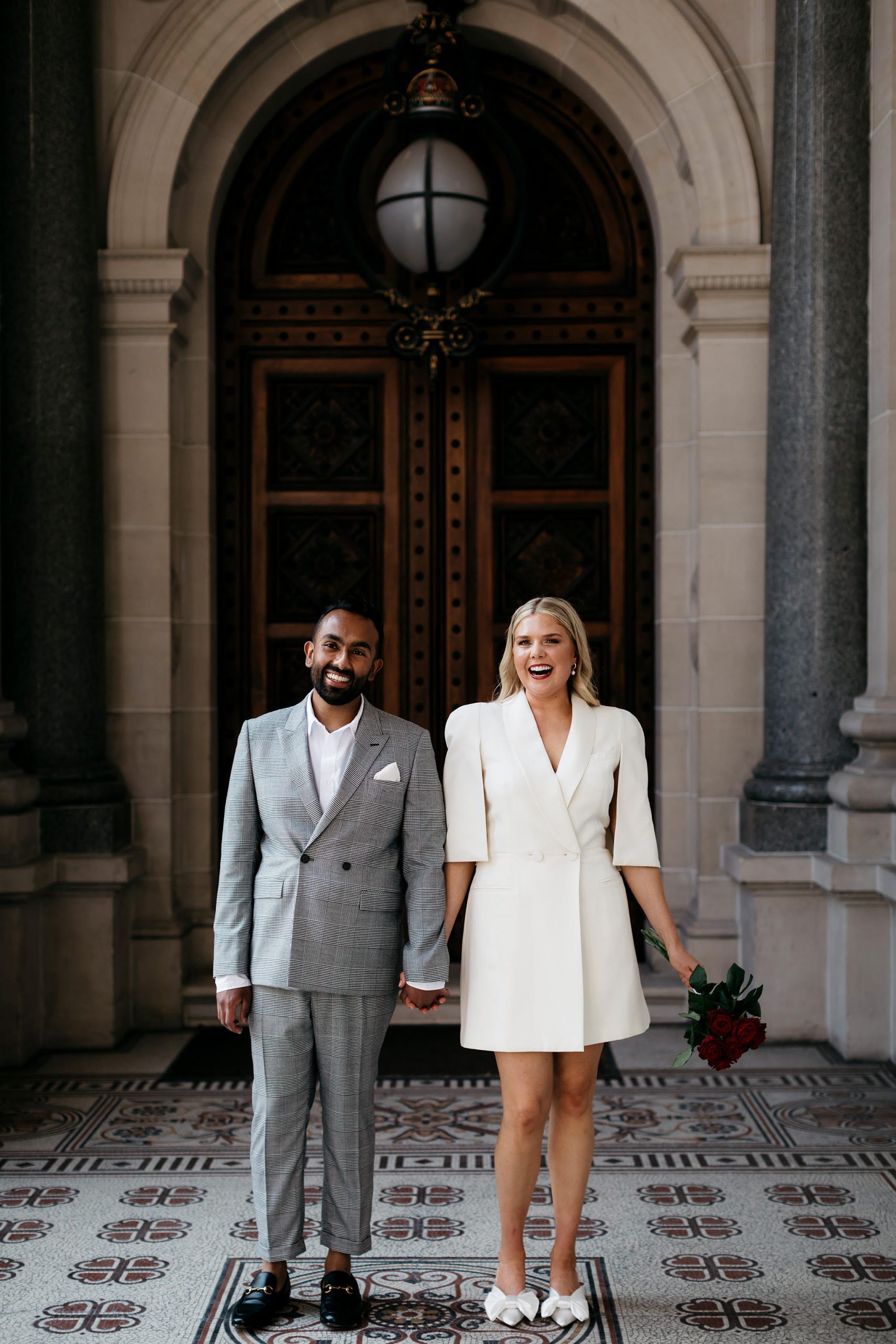White Cape-Style Blazer Dress Outfit Idea White Cape-Style Blazer Dress Outfit Idea — Courthouse Wedding Outfits