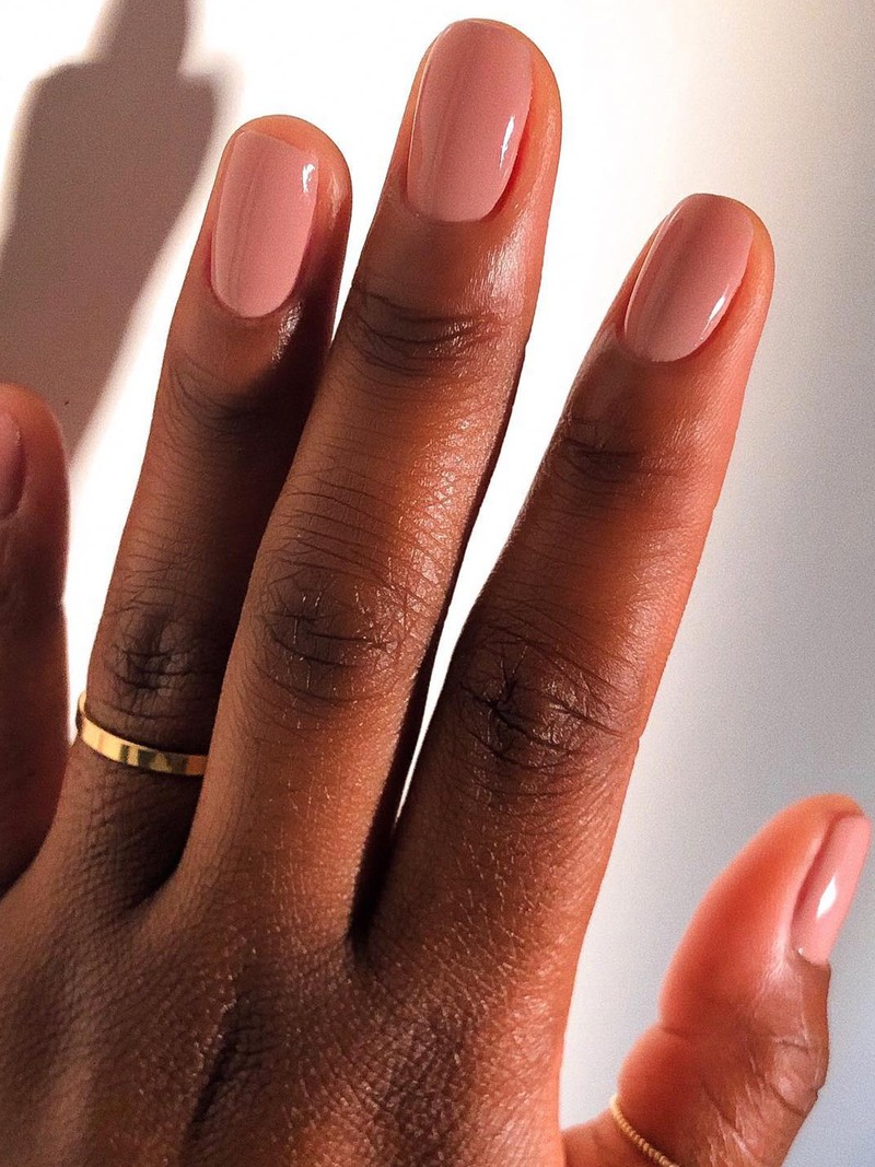 Muted Rosy Beige Short Oval Muted Rosy Beige Short Oval — Nails for Dark Skin