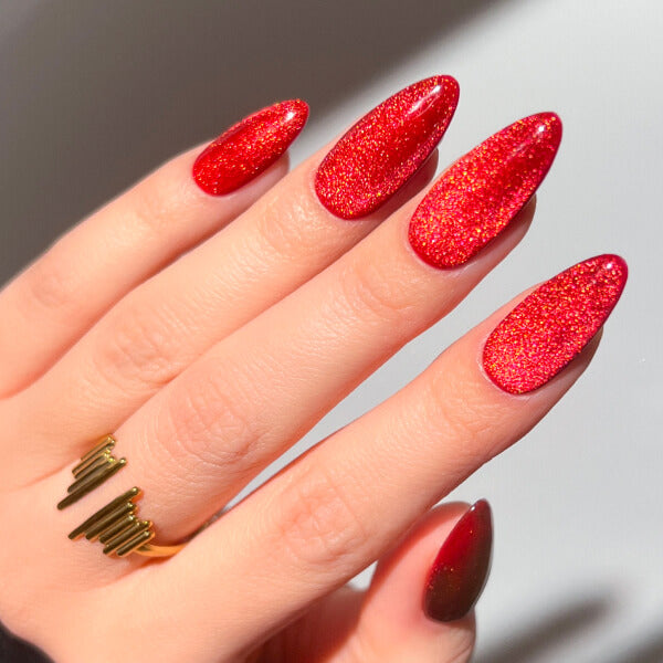 Vibrant Dense Glitter Red Stilettos Vibrant Dense Glitter Red Stilettos — Date Night Nails