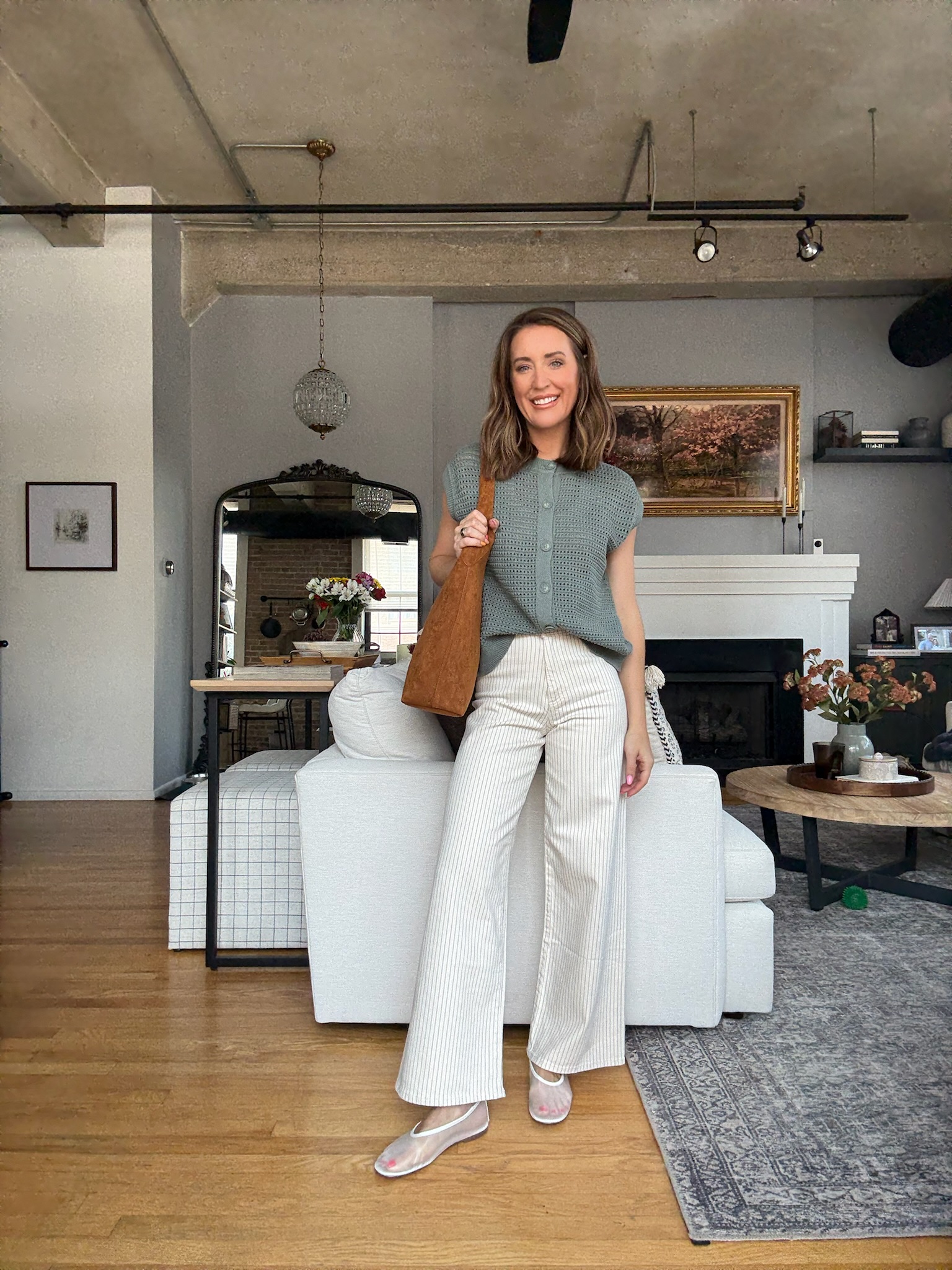 Sage Green Vest and Pinstripe Pants for a Modern Look Sage Green Vest and Pinstripe Pants for a Modern Look — Picture Day Outfits
