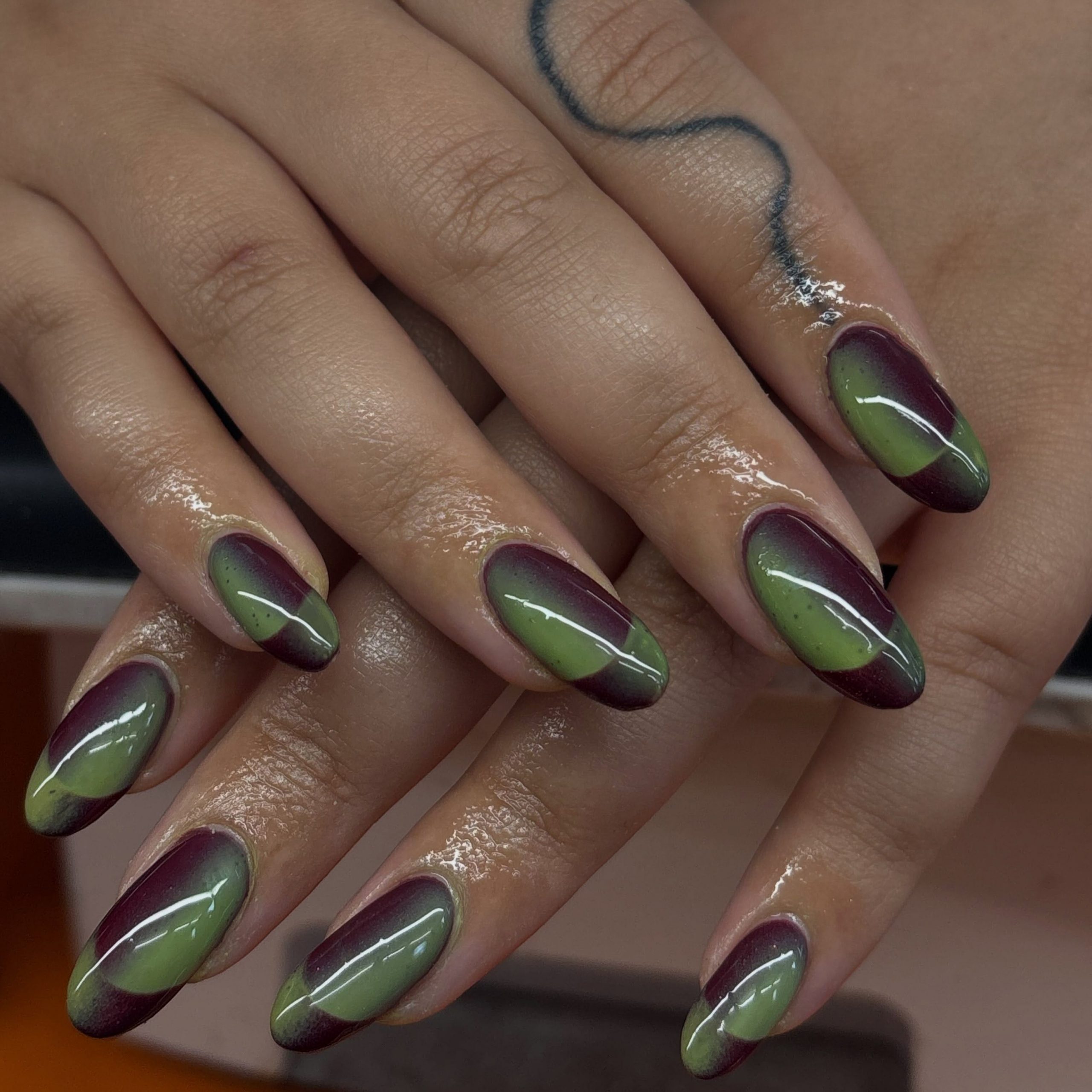 Color Gradient Visual Idea — Olive Green Nails