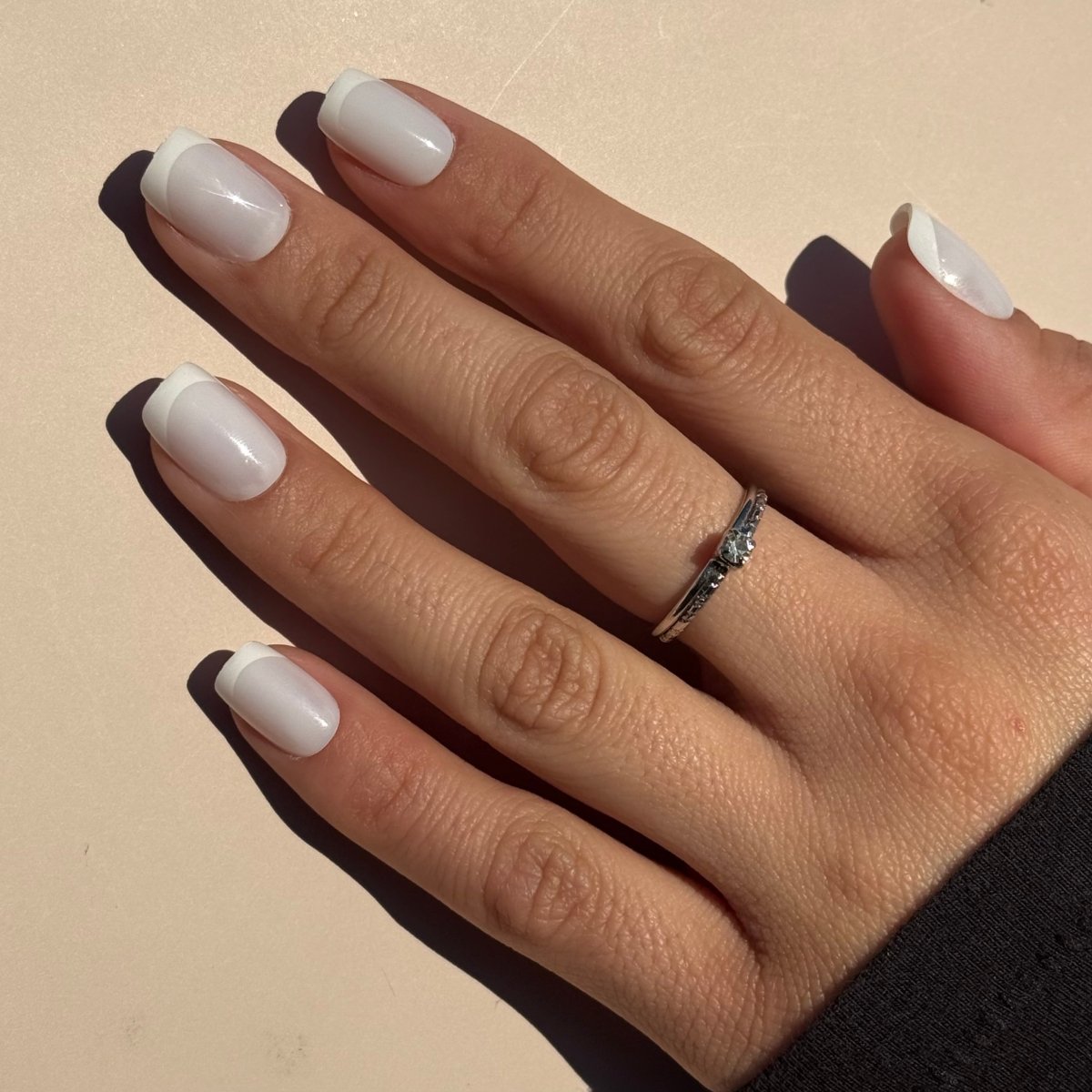 Bright White French on Sheer White Bright White French on Sheer White — Short French Tip Nails