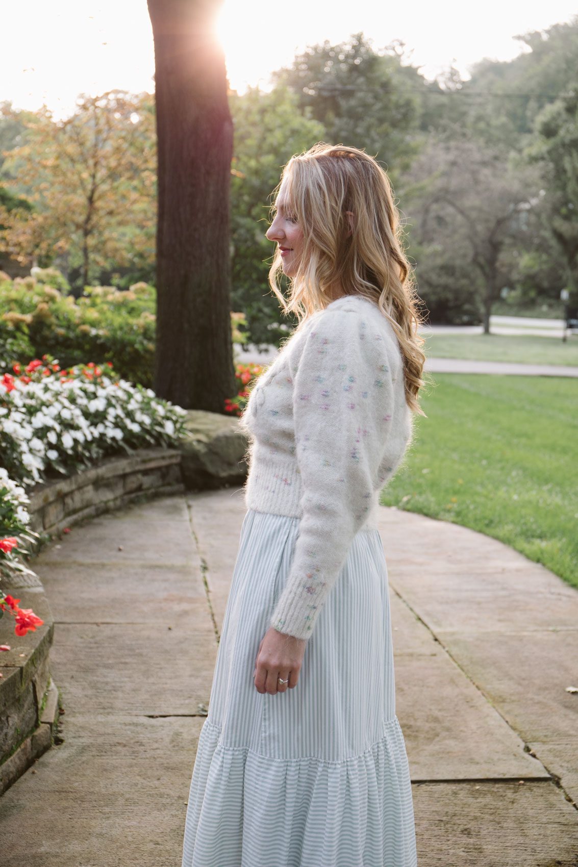 Soft Summer Vibes: Fuzzy Sweater with Striped Maxi Skirt Soft Summer Vibes: Fuzzy Sweater with Striped Maxi Skirt — Classy Outfits