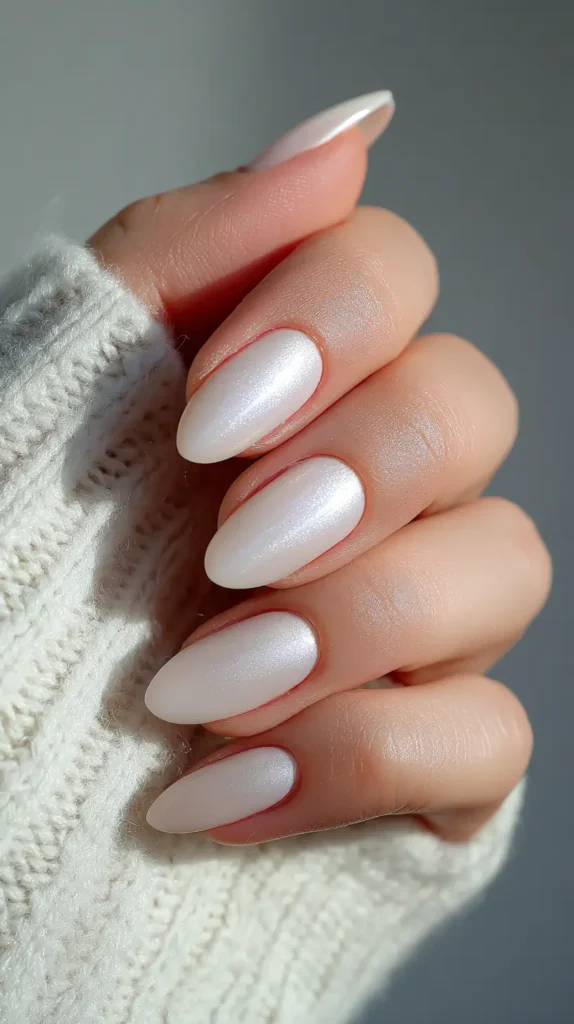 Subtle Iridescent Pale Beige Chrome Subtle Iridescent Pale Beige Chrome — White Chrome Nails