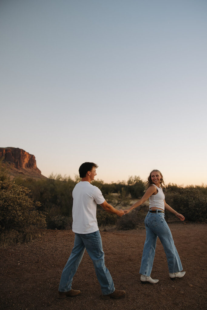 Desert Engagement: White Tank and Wide-Leg Jeans Desert Engagement: White Tank and Wide-Leg Jeans — Engagement Photo Outfits