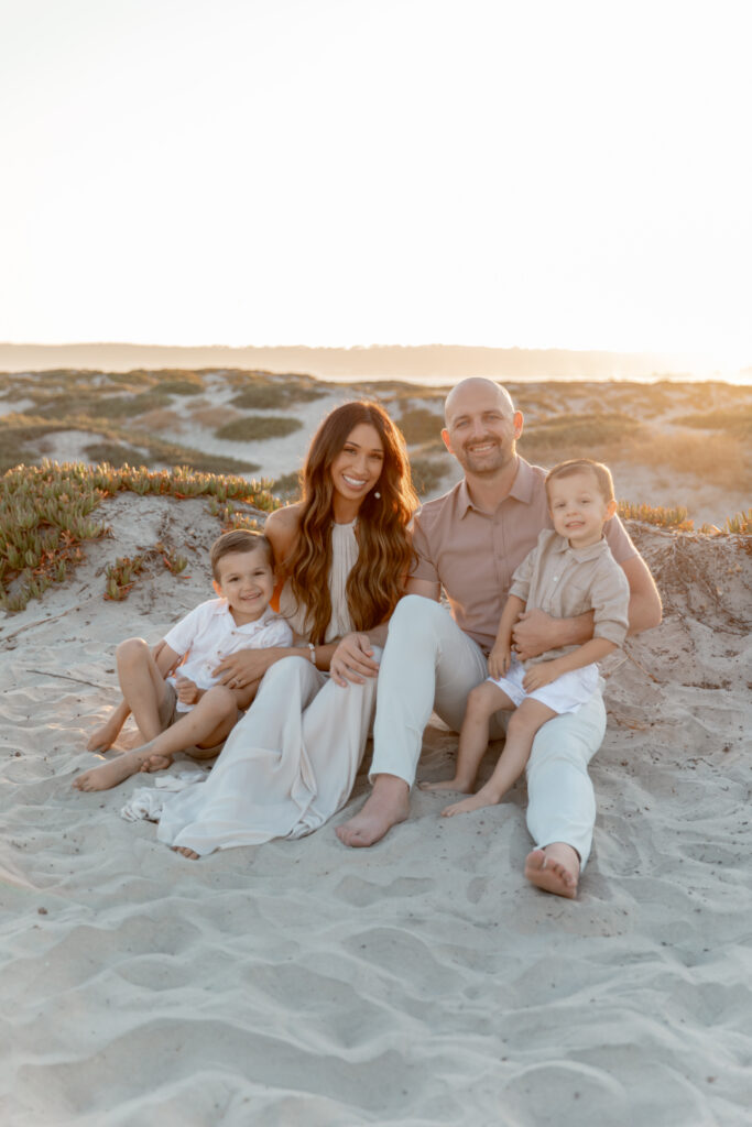 Desert Hues: Flowing Cream Maxi Dress and Neutral Tones Family Beach Photo Desert Hues: Flowing Cream Maxi Dress and Neutral Tones Family Beach Photo — Family Photo Outfits