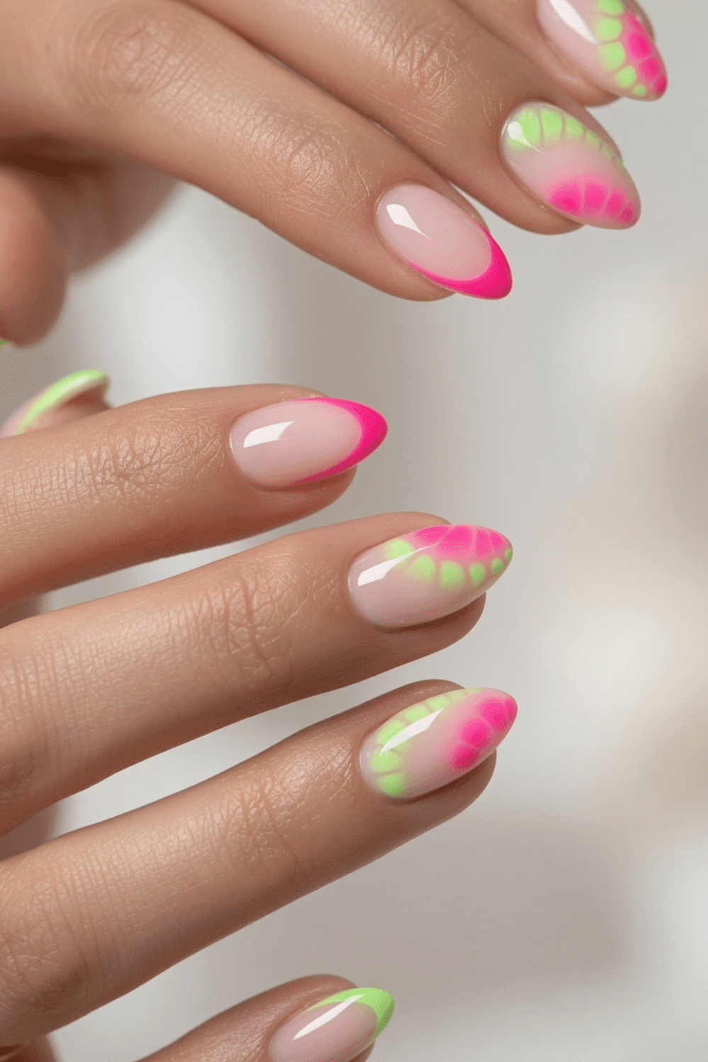Nude French Almonds With Ombre Tips Nude French Almonds With Ombre Tips — Almond Nails