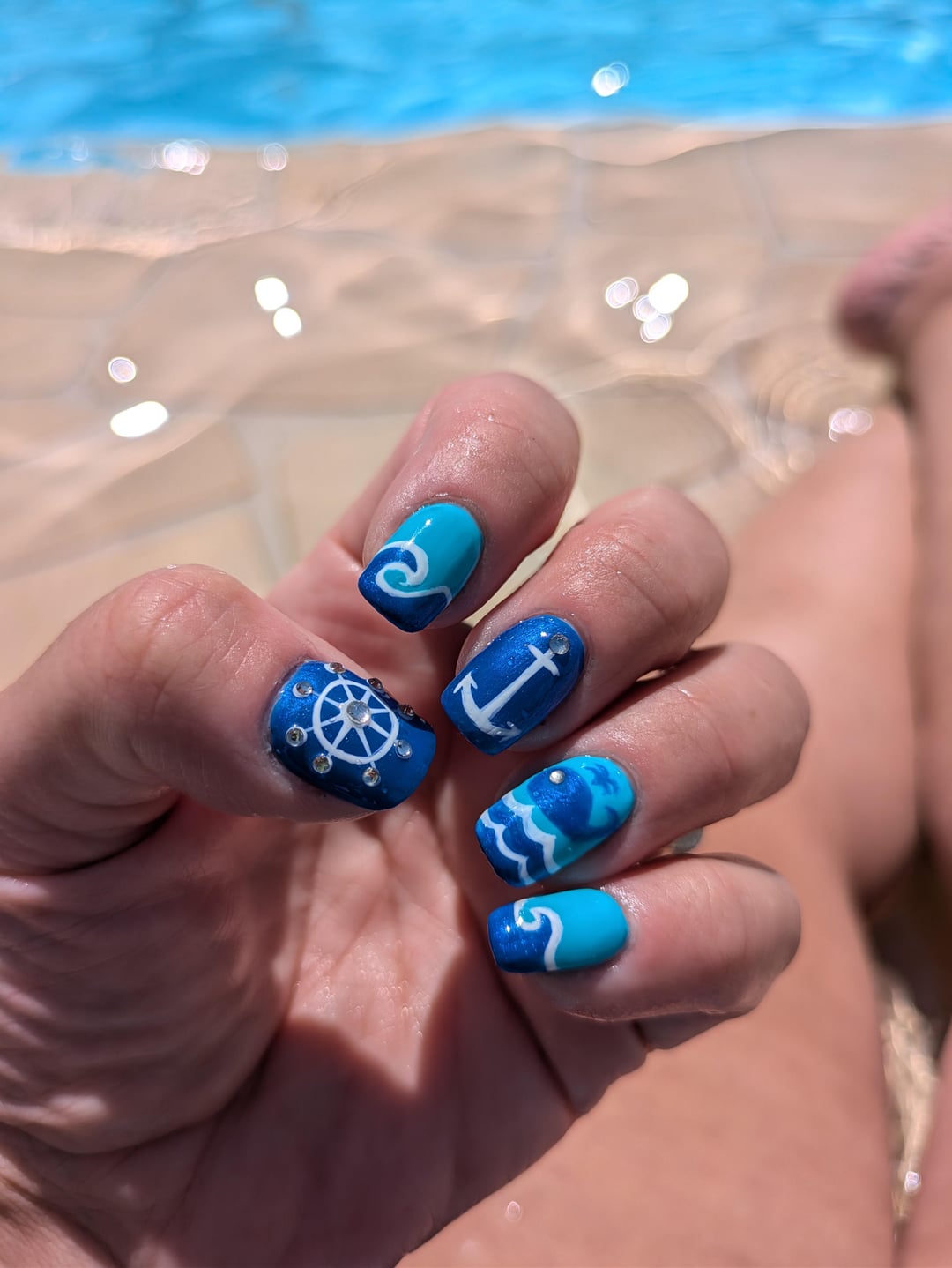 Short Squoval Nautical Scenes Short Squoval Nautical Scenes — Cruise Nails