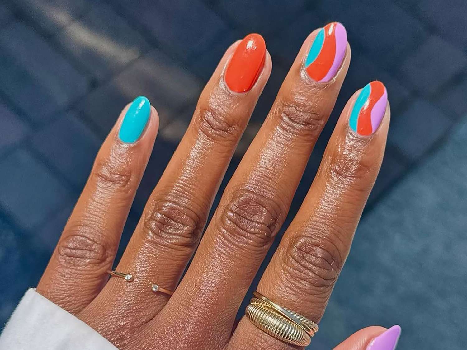 Color Block Design On All Nails Visual Idea — Simple Short Nails