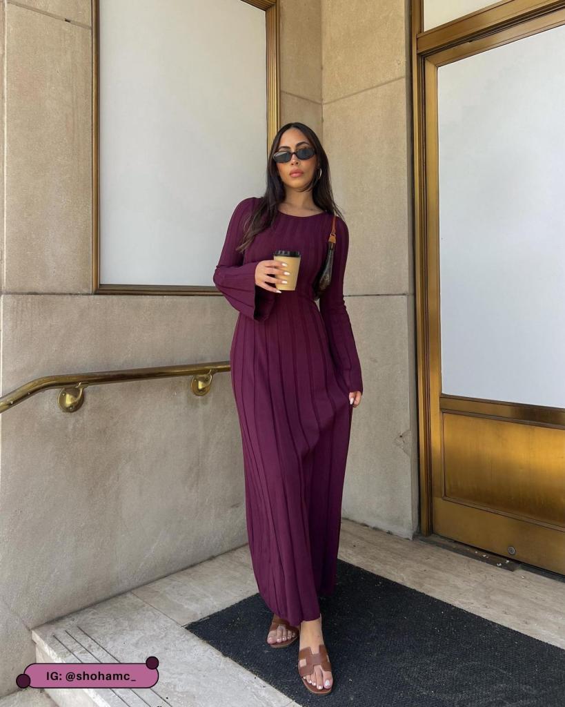Deep Plum Ribbed Knit Dress: Effortless Day-Out Style Deep Plum Ribbed Knit Dress: Effortless Day-Out Style — Purple Outfits