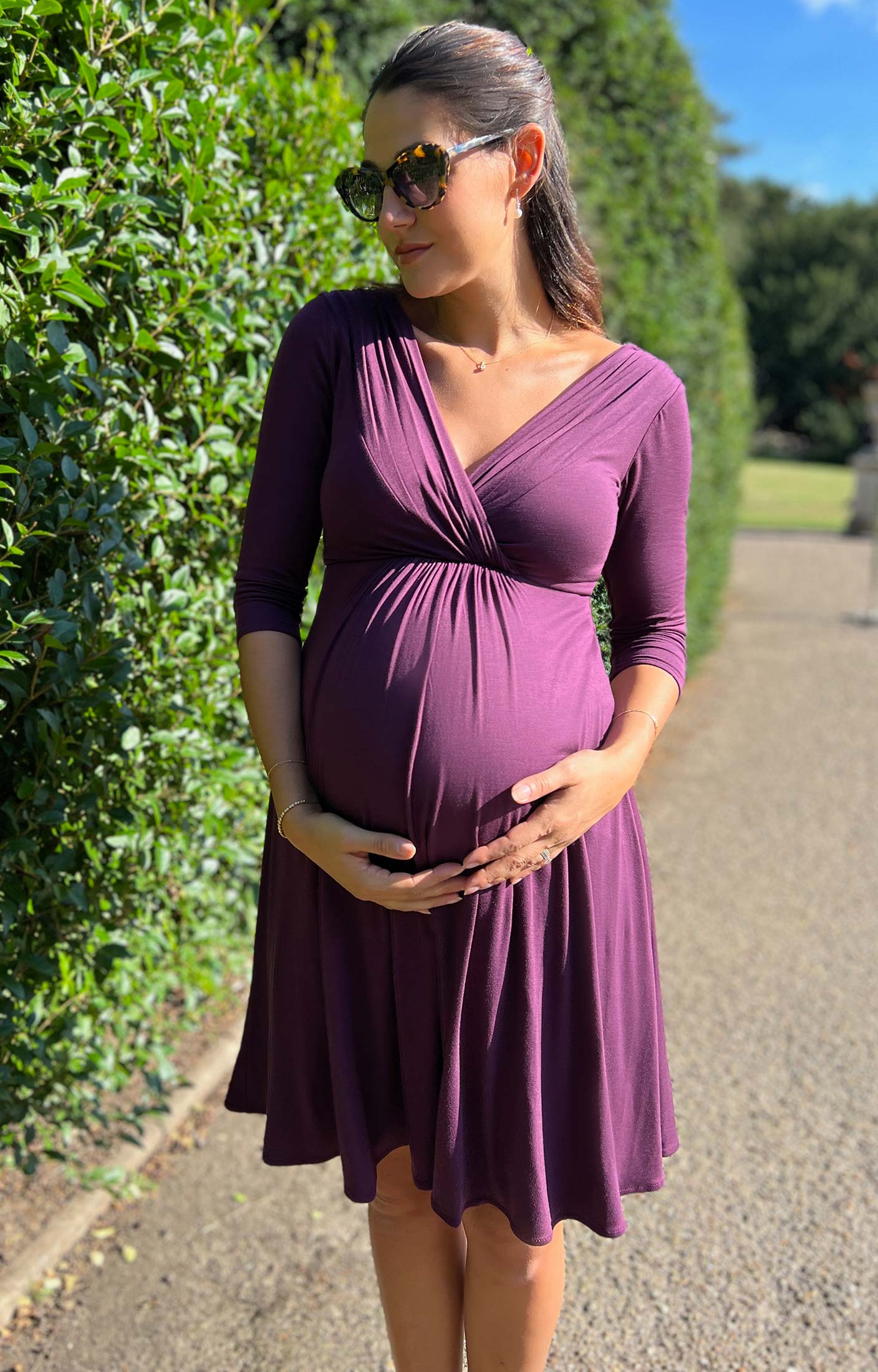 Elegant Purple Wrap Maternity Dress Elegant Purple Wrap Maternity Dress — Maternity Outfits