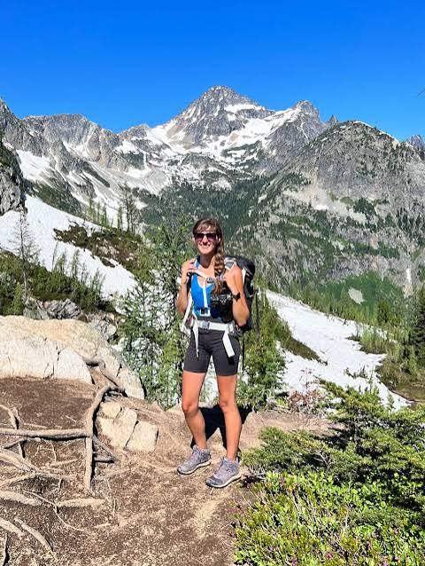 Blue Tank Top, Black Vest, and Grey Hiking Pants — Hiking Outfits