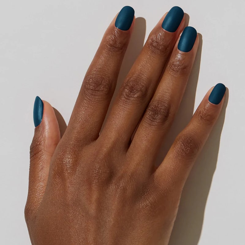 Deep Matte Teal Almond Nails Deep Matte Teal Almond Nails — Nails for Brown Skin