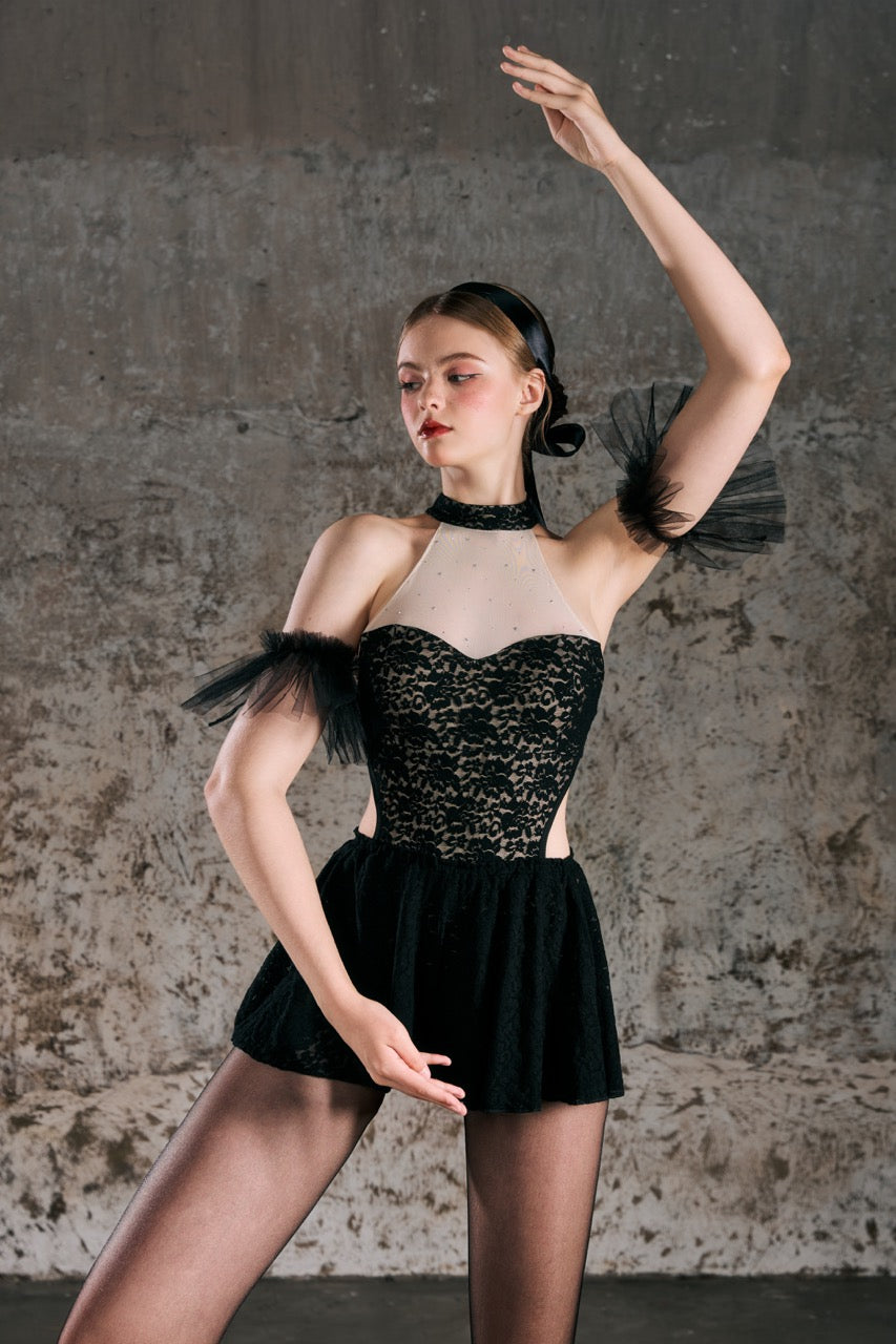 Lace Bodysuit and Flared Skirt for Pole Dance Lace Bodysuit and Flared Skirt for Pole Dance — Dance Outfits