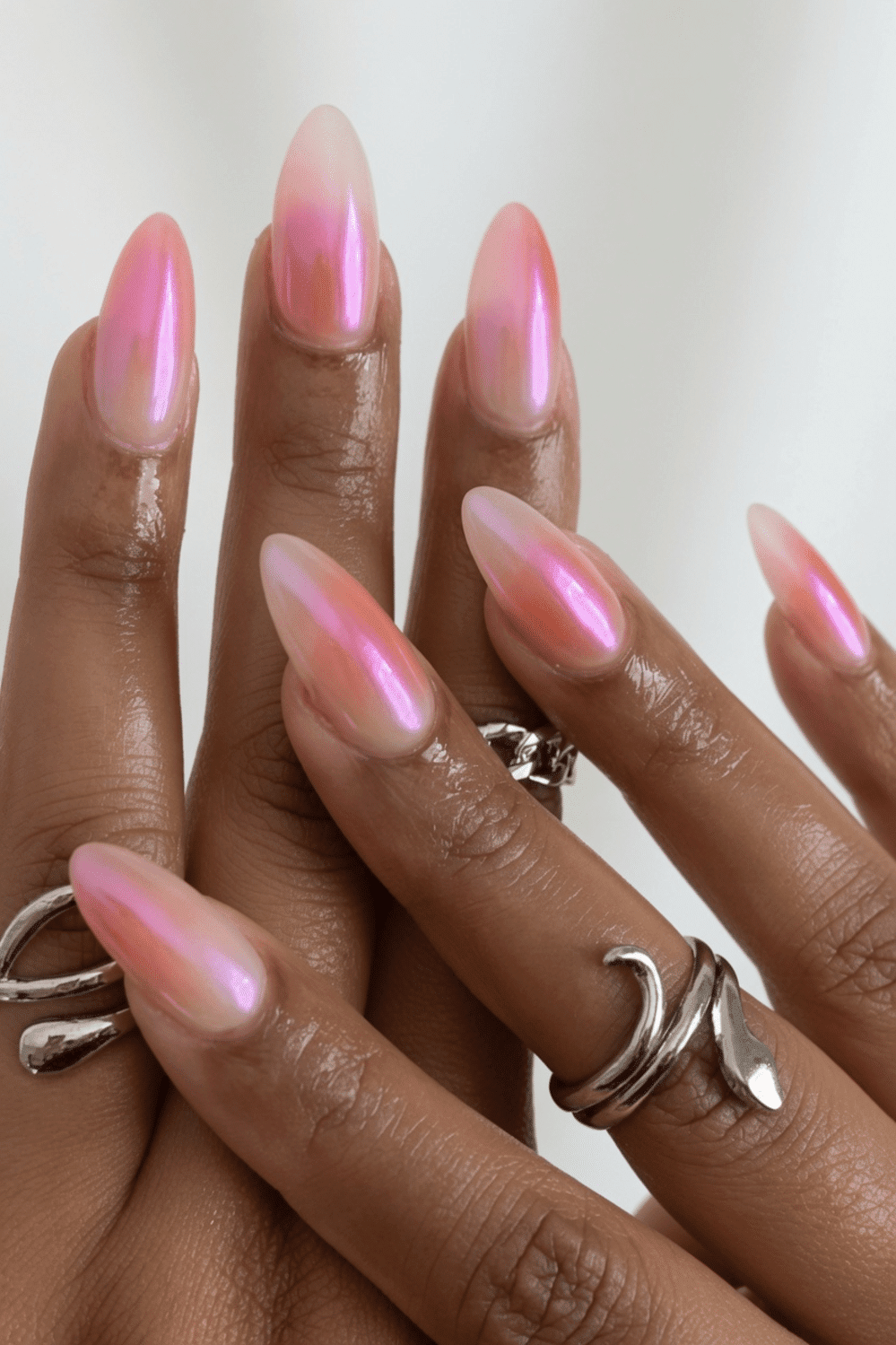 Pink to Orange Gradient Chrome Pink to Orange Gradient Chrome — Pink Chrome Nails