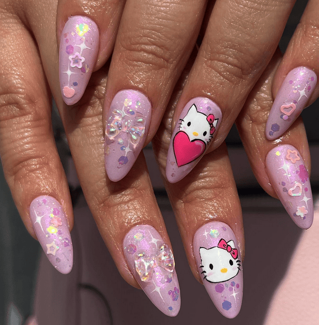 Iridescent Glitter Hello Kitty Stilettos — Hello Kitty Nails