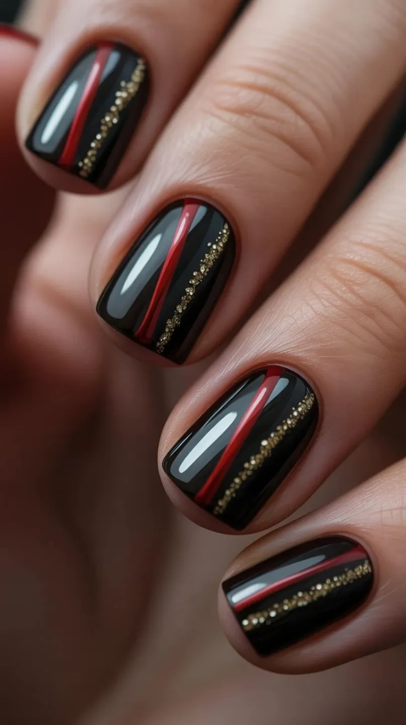 Shimmering Cat Eye Red with Black Undertones Shimmering Cat Eye Red with Black Undertones — Red and Black Nails