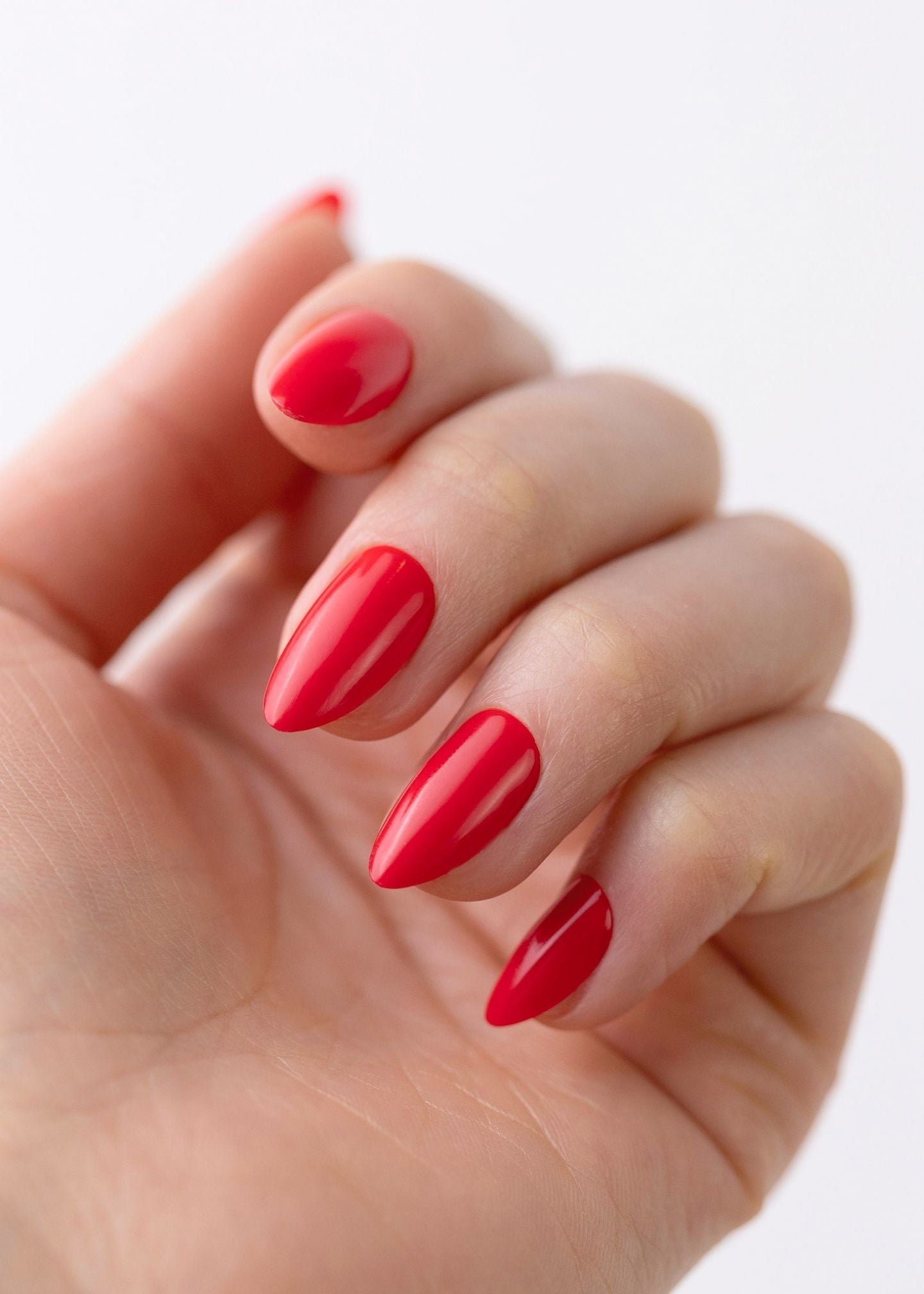 Vibrant Ruby Red Medium Almonds — Medium Almond Nails