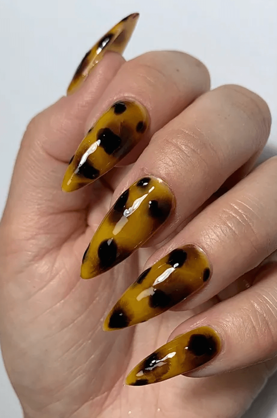 Bright Yellow Tortoise Shell Stilettos Bright Yellow Tortoise Shell Stilettos — Tortoise Shell Nails
