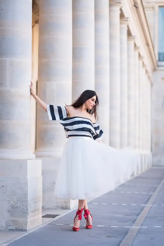 Striped Fabric Tulle Outfit Idea — Photoshoot Outfits