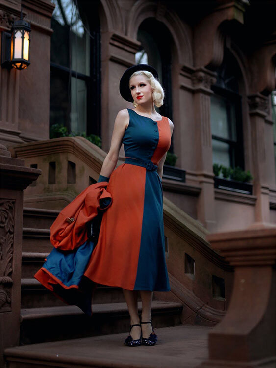 Bold Colour Block: Teal and Orange Dress Bold Colour Block: Teal and Orange Dress — 50s Outfits