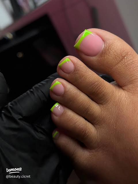 Neon Green French Tips Neon Green French Tips — French Toe Nails