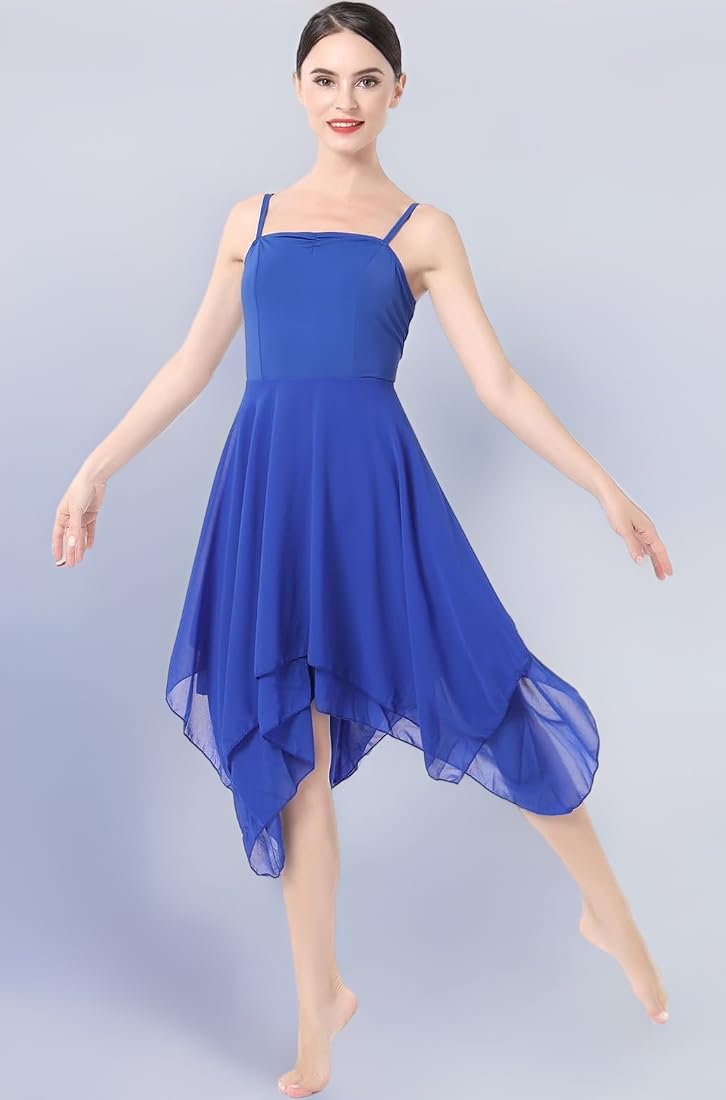 Royal Blue Asymmetrical Chiffon Skirt for Lyrical Dance Royal Blue Asymmetrical Chiffon Skirt for Lyrical Dance — Dance Outfits