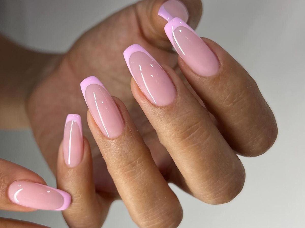 Bold Pink French Tips Long Coffin — Nail Shapes