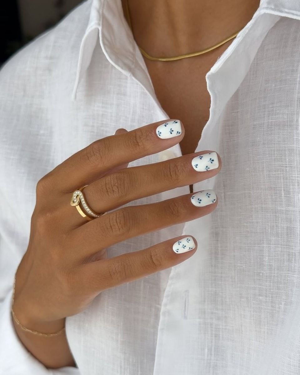 Short Square Floral Accent Nails Short Square Floral Accent Nails — Nails for Women Over 50