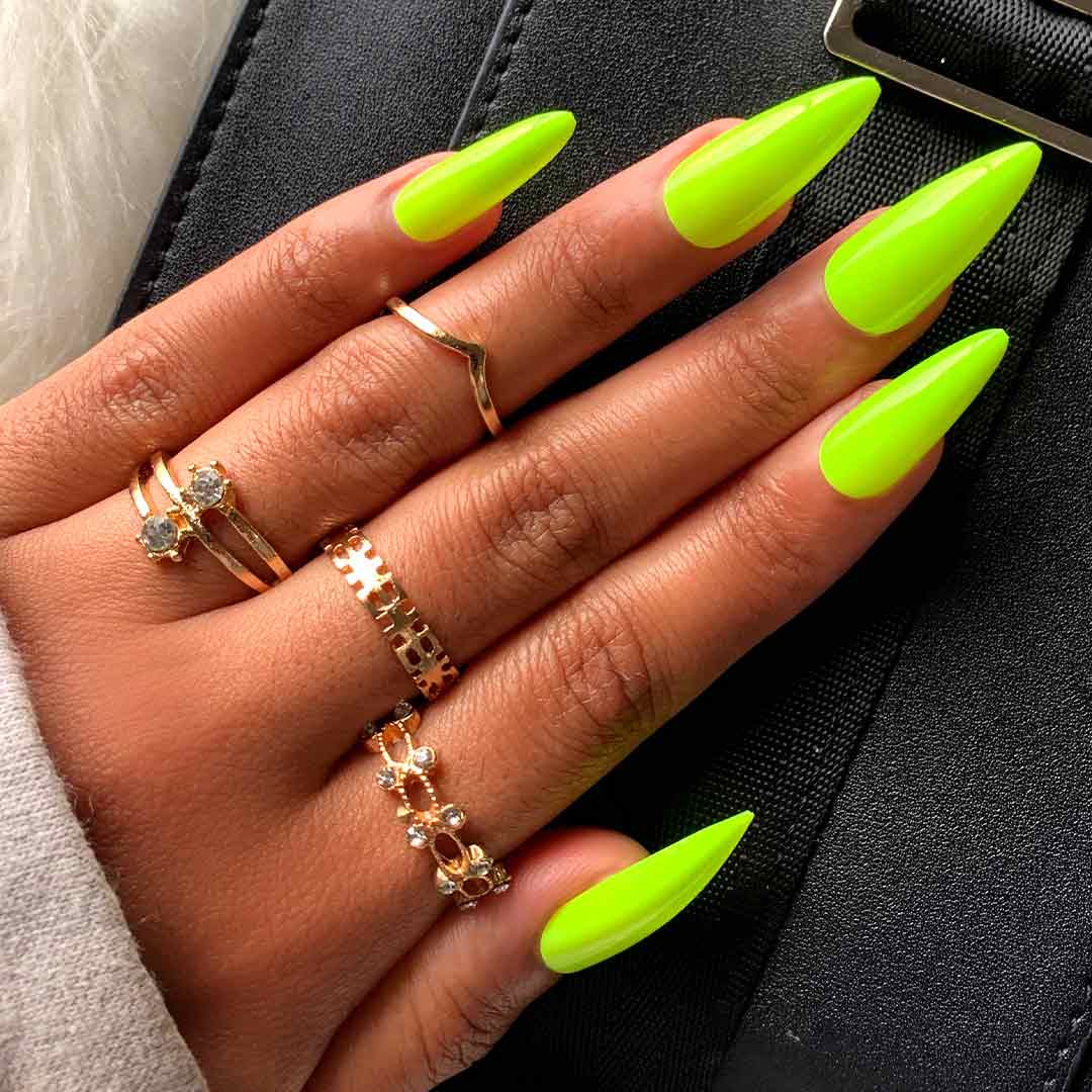 Solid Color Visual Idea — Neon Nails
