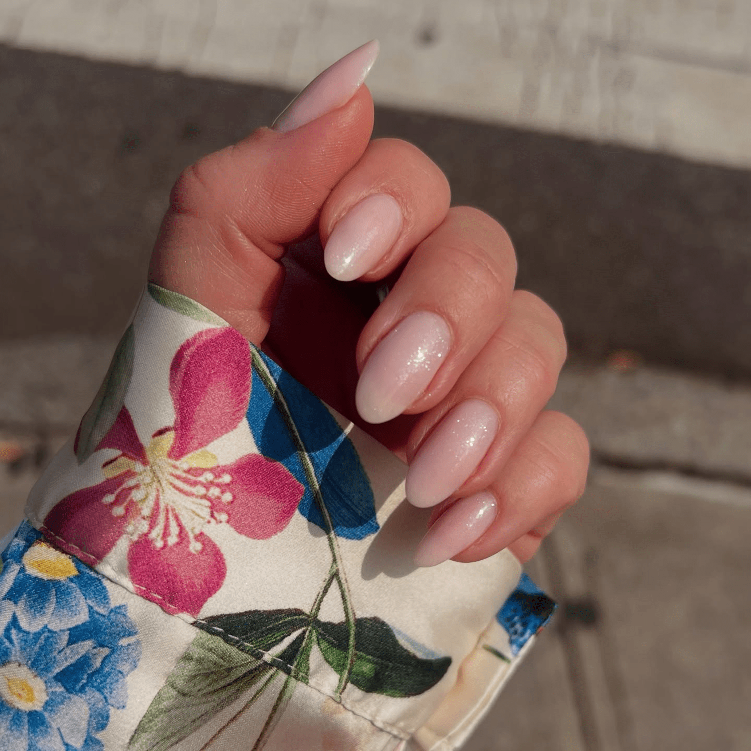 Pale Pink With Subtle Shimmer Visual Idea — Builder Gel Nails