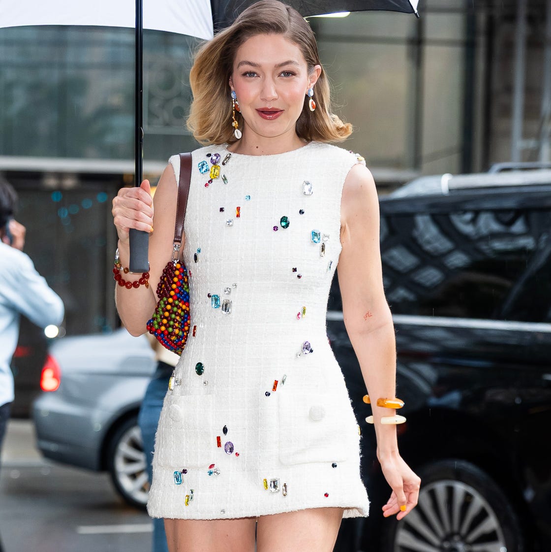 Embellished White Tweed Dress for a Festive Picture Day Embellished White Tweed Dress for a Festive Picture Day — Picture Day Outfits