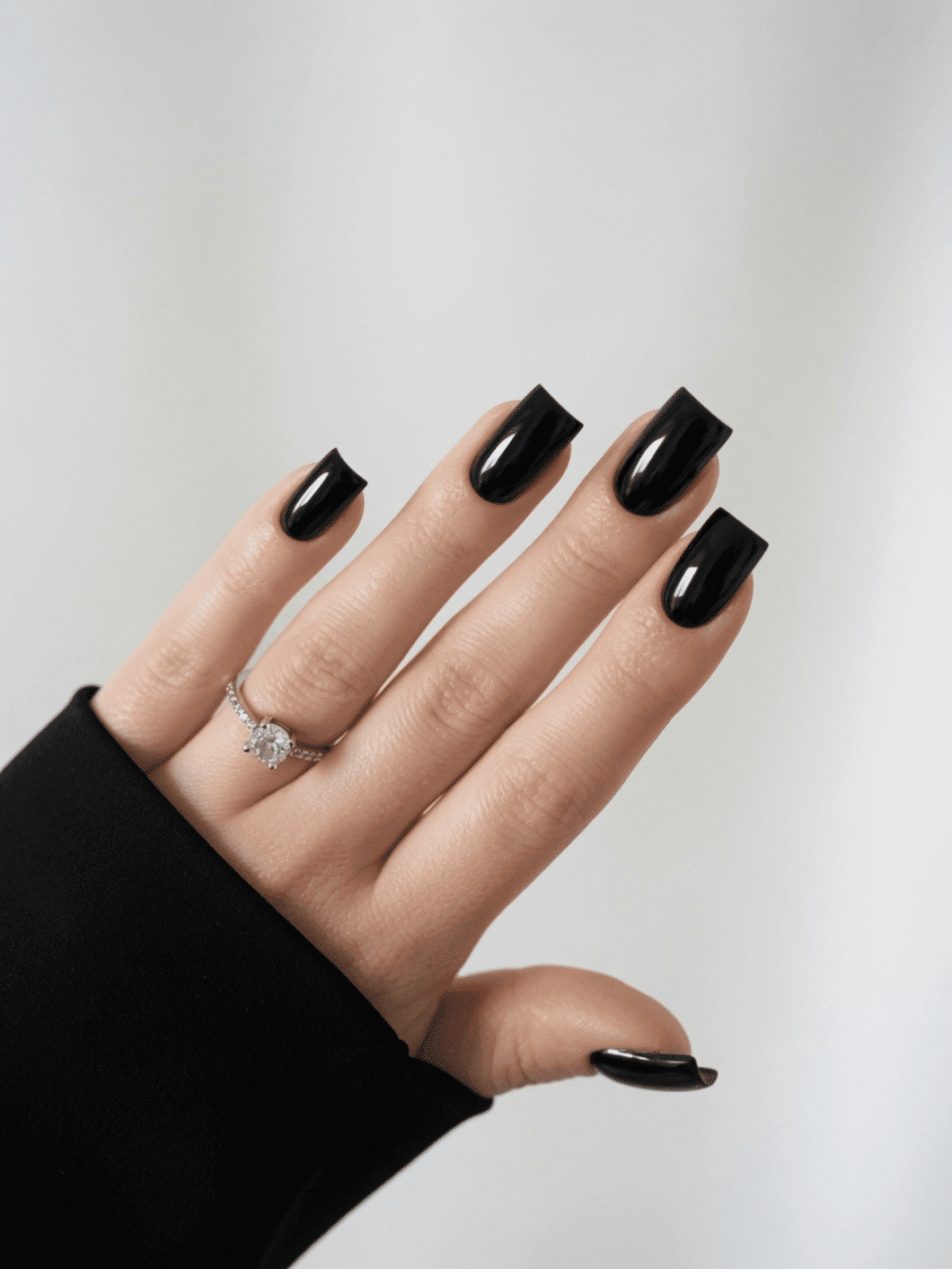 Glossy Short Square Black — Square Nails