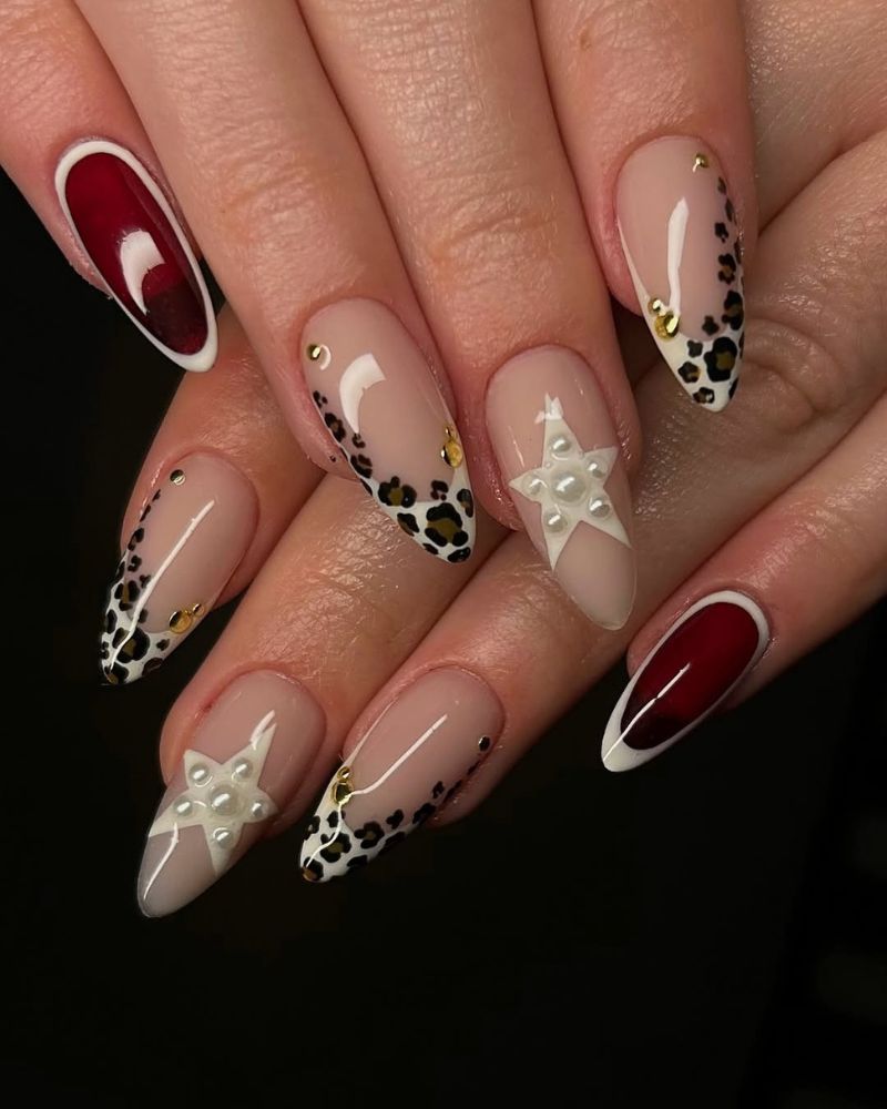 Leopard Print with Embellishments Nails Leopard Print with Embellishments Nails — Leopard Print Nails