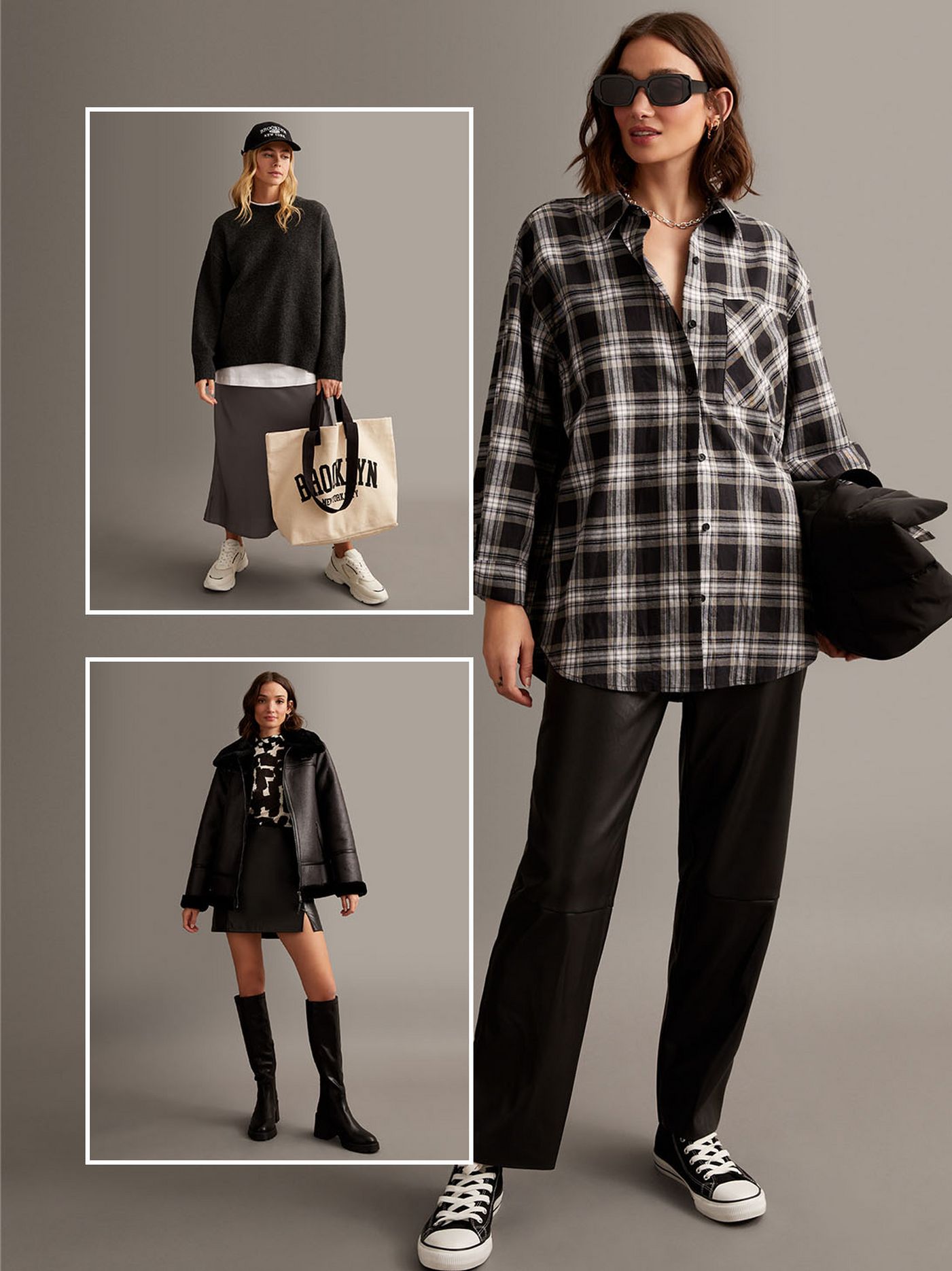 Oversized Knit and Shearling Jacket: The Urban Uniform Oversized Knit and Shearling Jacket: The Urban Uniform — Downtown Girl Outfits