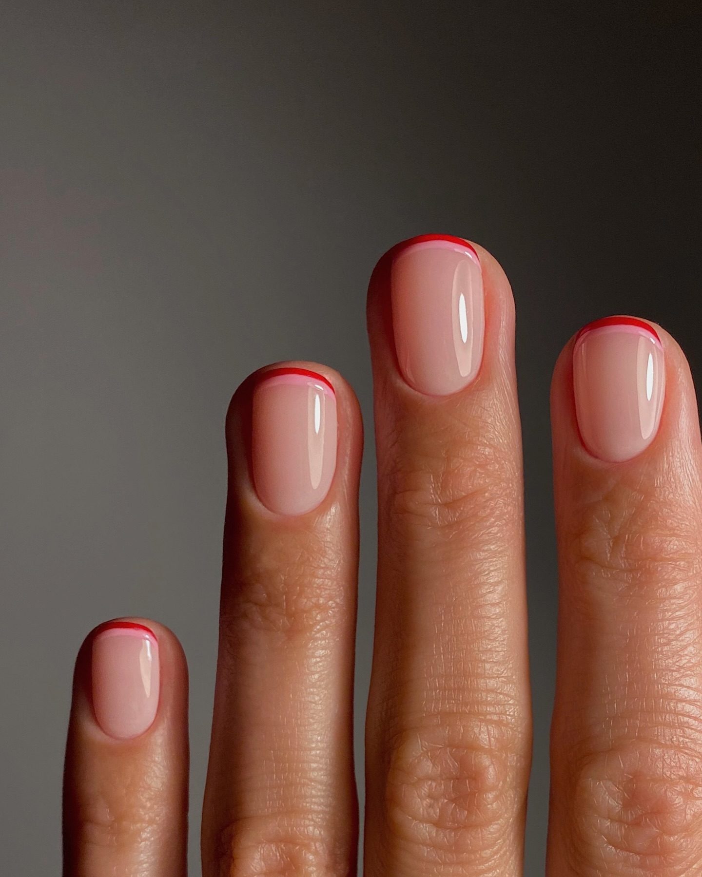 Vibrant Red Line French Vibrant Red Line French — Short French Tip Nails