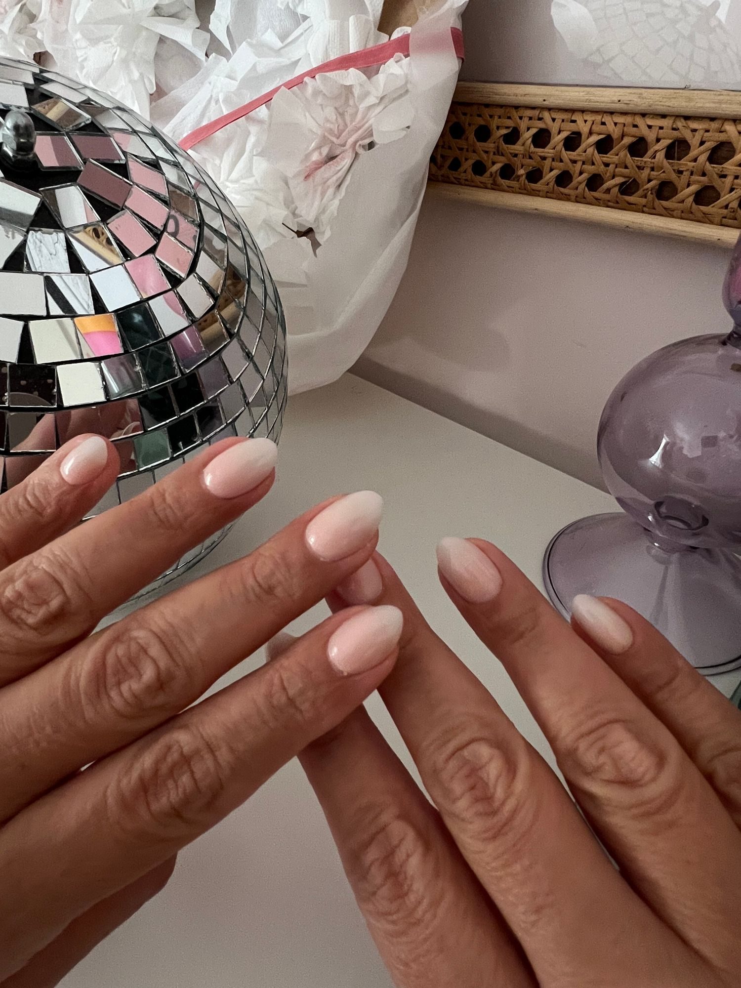 Sheer Milky Pink Gradient French Sheer Milky Pink Gradient French — Short Gel Nails