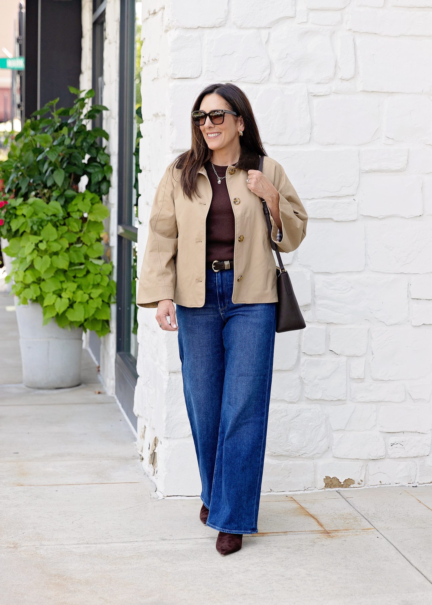 Cropped Jacket, Wide-Leg Jeans, and Heeled Boots — Soccer Mom Outfits