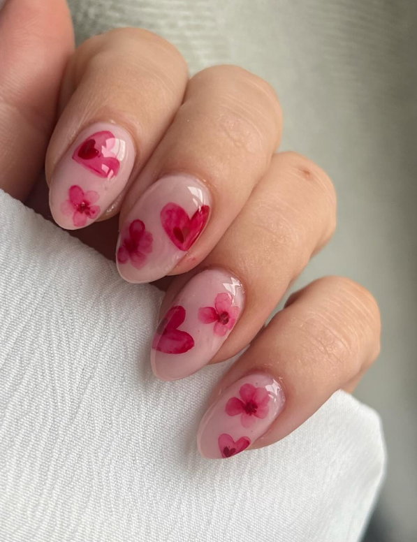 Iridescent Shimmer Long Stiletto Nails — Light Pink Nails