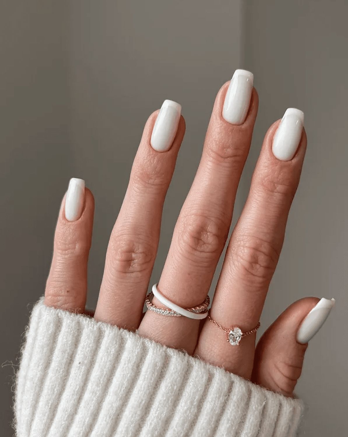 Opaque White Glossy Medium Squoval Nails Opaque White Glossy Medium Squoval Nails — Nails for Pale Skin