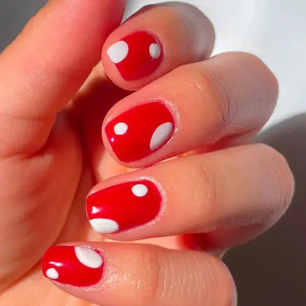 Playful Red with White Polka Dots Playful Red with White Polka Dots — Date Night Nails